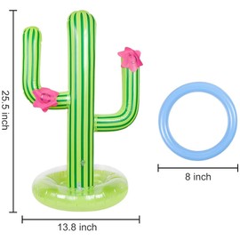 LAUQEE Inflatable Cactus Ring Toss Game Set,Cactus Target Toss Game Toys Summer Floating Swimming Ring Toss Game Toy for Fiesta Party Accessories Hawaiian Pool Beach Party Decoration Supplies