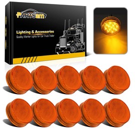 Partsam 10pcs 2.5" Round Amber Trailer 13LED Side Marker, 2.5 Inch Clearance Lights for Trailer Truck, Sealed Waterproof, 12V