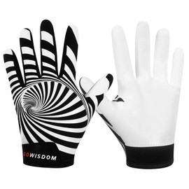 WATSAVPUP Youth Football Gloves Kids Silicone Grip Sports Receiver Gloves with Super Stick Ability for Enhanced Game Experience Training for Beginners (Helix, XS/S(5.5-6 Inch))