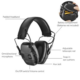Electronic Shooting Earmuff for Impact Sport, Sound Amplification Ear Protection Muff, Noise Reduction Hunting Earmuff, NRR 22dB, Ideal for Shooters and Hunting