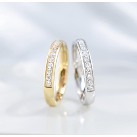 Zakk 3.5mm Stainless Steel Half Eternity Ring For Women Cubic Zirconia Promise Engagement Ring Wedding Band (Silver,Size O 1/2)