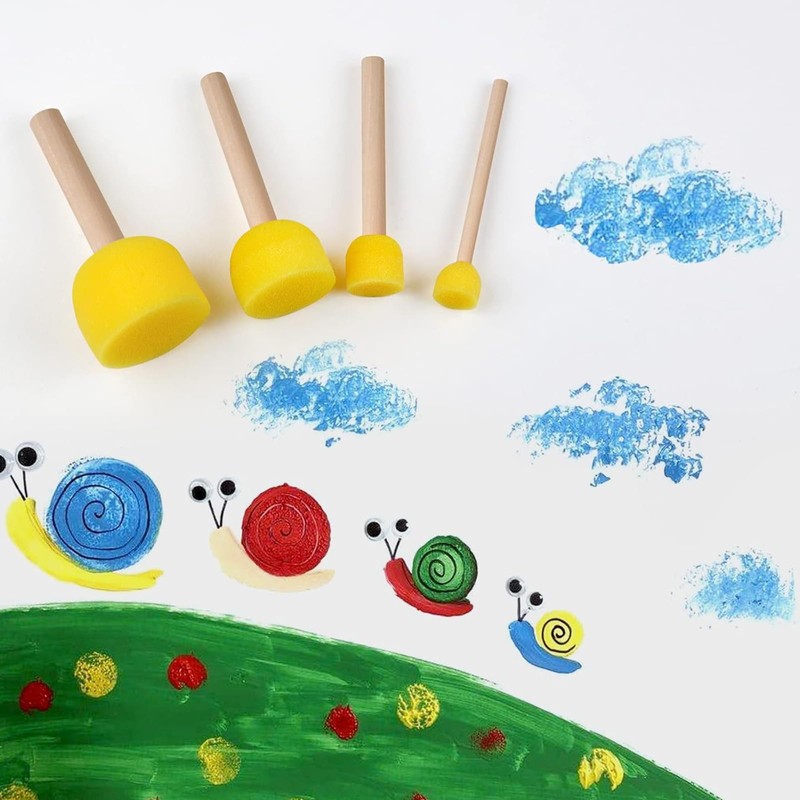 Zalizr 10 Piece Sponge Brush Set, Reusable Wooden Handle Foam