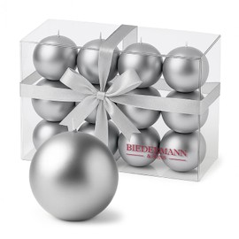 Biedermann & Sons Silver Ball Candles – Decorative Metallic Novelty Candles – Set of 12, 1.5-Inch