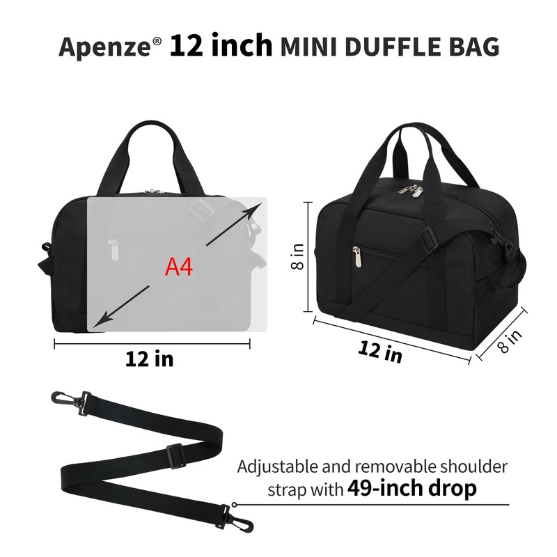 Small Gym Bag Carry On Bag - 12 inch Mini