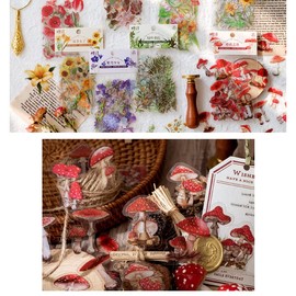 40 PCS Scrapbooking Flower Feather Stickers Journal Diary Transparent Sticker, 40-60mm Size Range, Lightweight and Vibrant