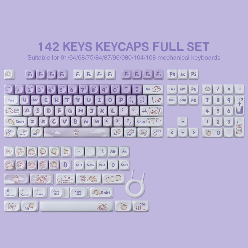 PBT Keycaps Custom Gradient Purple Keycaps Set 142 Keys Dye