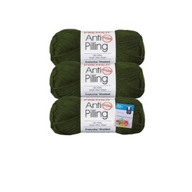 Premier Yarns Everyday Soft Worsted Anti-Pilling Yarn - 3.5 Oz - #4 Medium Weight - 3 Pack Bundle with Bella's Crafts Stitch Markers (Pine Green)