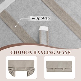 StangH 100% Blackout Linen French Door Curtain, Thermal Insulated Tie Up Tricia Shade Farmhouse Room Darkening Window Drapes for Front Door Bedroom, Greyish Beige, W26 x L80, 1 Panel