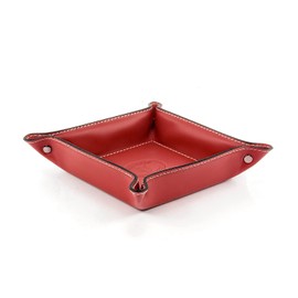 Belcraft Orvieto Leather Empty Handcrafted in Classic Italian Style, Tidy Tray, Gift Box Included (19 x 19 cm) Red
