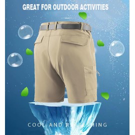 Quick Dry Big Tall Performance Fishing Shorts Ripstop Stretch Cargo Cool Multi Pocket Lightweight Shorts
