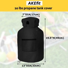 AKEfit Propane Tank Cover 20lb Gas Tank Cover Outdoor 600D Heavy Duty Waterproof Covers Fits Standard 20 lb Tank Cylinder, 13'' x 19.5'' Black