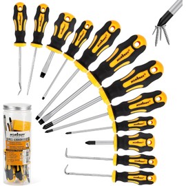13-Pieces Screwdriver Set, Magnetic 4 Phillips and 4 Flat Head Tips and Precision Automotive Hook Set for Fastening and Loosening Seized