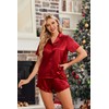 HOTOUCH Womens Satin Red Pajamas Set Button Down 2 Piece