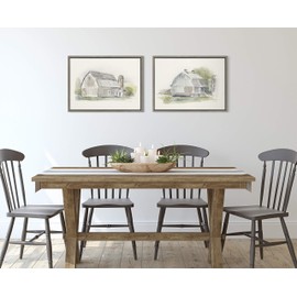 Kate and Laurel Sylvie Barn 1 Framed Linen Textured Canvas Wall Art by Patricia Shaw, 18x24 Gray, Decorative Farmhouse Art for Wall