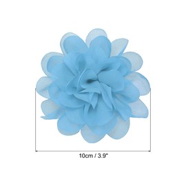 PATIKIL 3.9" Gasa Flores, 10uds Malla Tela Flores Costura Tela Apliques Diadema Adornos para Bricolaje Artesanía Boda Decoración, Azul
