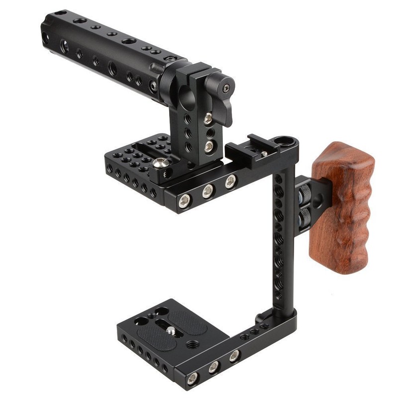 CAMVATE DSLR Camera Cage Top Handle Wood Grip for 60D