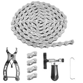 Bicycle Chains, 1/2 x 3/32 Inch 116 Links, 6/7/8 Speed Bicycle Chain, Bicycle Chain Tool Set with Chain Riveter Bicycle, Bicycle Link Pliers and 3 Pairs Chain Lock for Mountain Bike