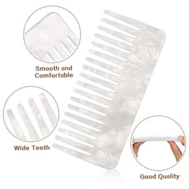 DOITOOL 3pcs Stylish Anti-static Wide Tooth Comb for Hair Detangling Acetate Hair Types for Home and Salon Use