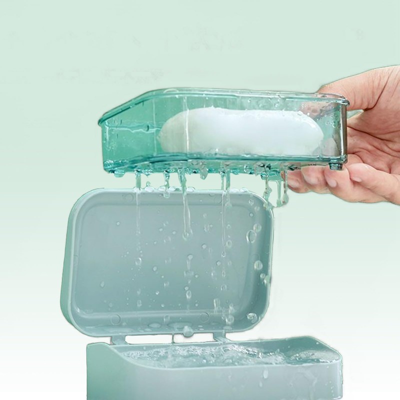 CLKE Soap Box, with Removable Drainer and Lid, 2 Layers