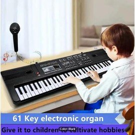 61 Keys - Portable Electronic Piano, Multifunctional Keyboard With Power And Microphone, Children's Piano Music Enlightenment Teaching Toys, Birthday, Christmas, Gifts Suitable For Children Aged 3-12