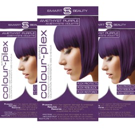 Amethyst Purple Hair Dye Permanent with Anti-Breakage Plex Hair Care, Vegan Hair Dye & Cruelty-Free, 100% Grey Coverage, Warm Brown Hair Colour, For All Hair Types. Smart Beauty (Pack pf 3)