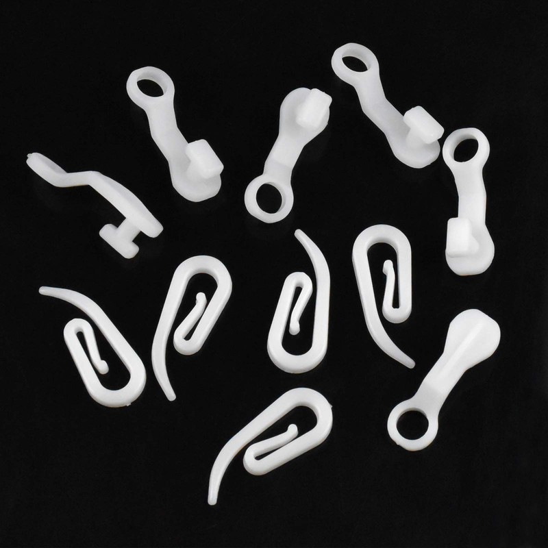 NiceLand 100pcs White Plastic Curtain Hooks for Door/Window Curtains