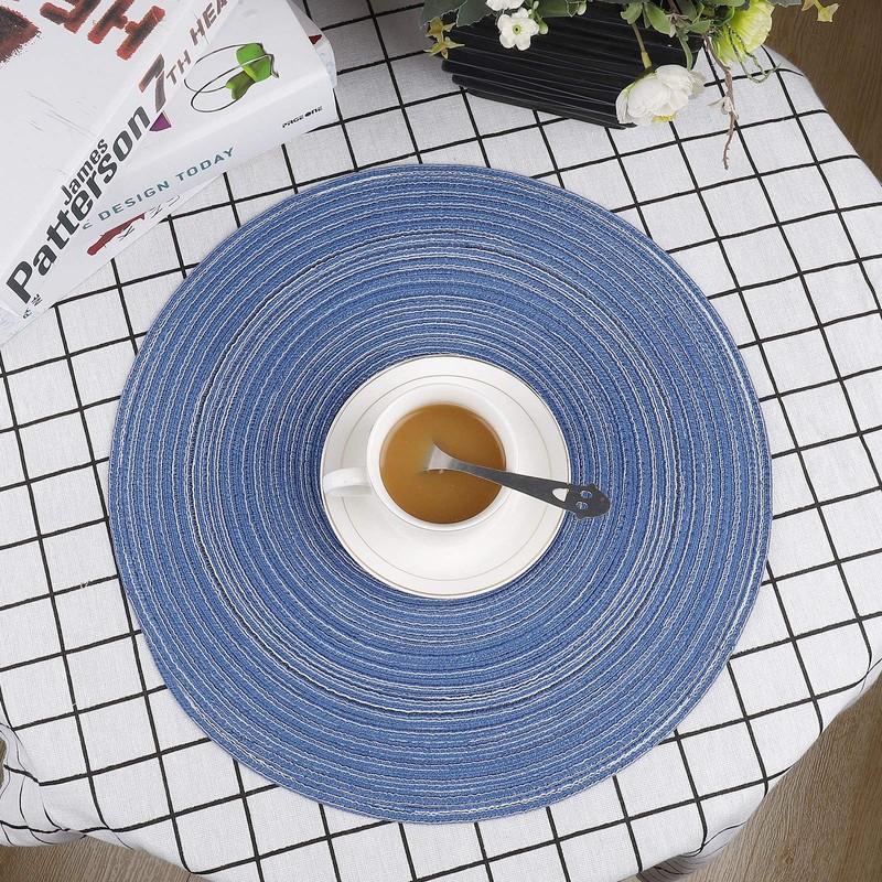 MaoXinTek Round Cotton Placemats, 35.5 cm Easy Care Washable Braided