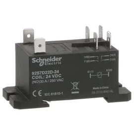 92S7D22D-24 - Power Relay, DPST-NO, 24 VDC, 30 A, W92 Series, DIN Rail, Panel (Pack of 2) (92S7D22D-24)