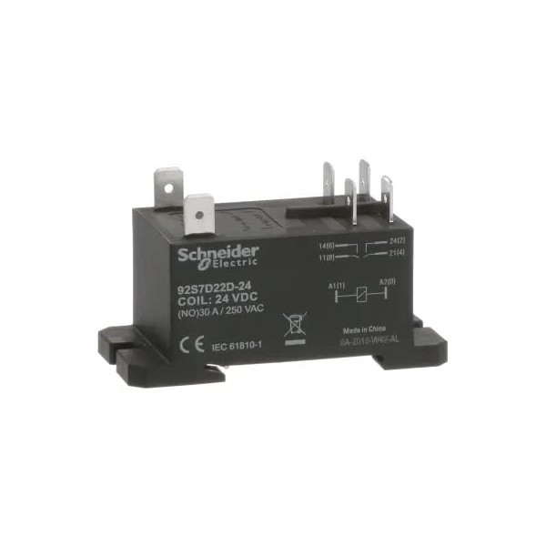 92S7D22D-24 - Power Relay, DPST-NO, 24 VDC, 30 A, W92