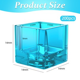 ATOMUS 200pcs Blue Tattoo Ink Cups Square Clear Pigment Cup Ice Cube Shape Plastic Ink Container Tattoo Accessories Permanent Makeup Pigment Clear Holder