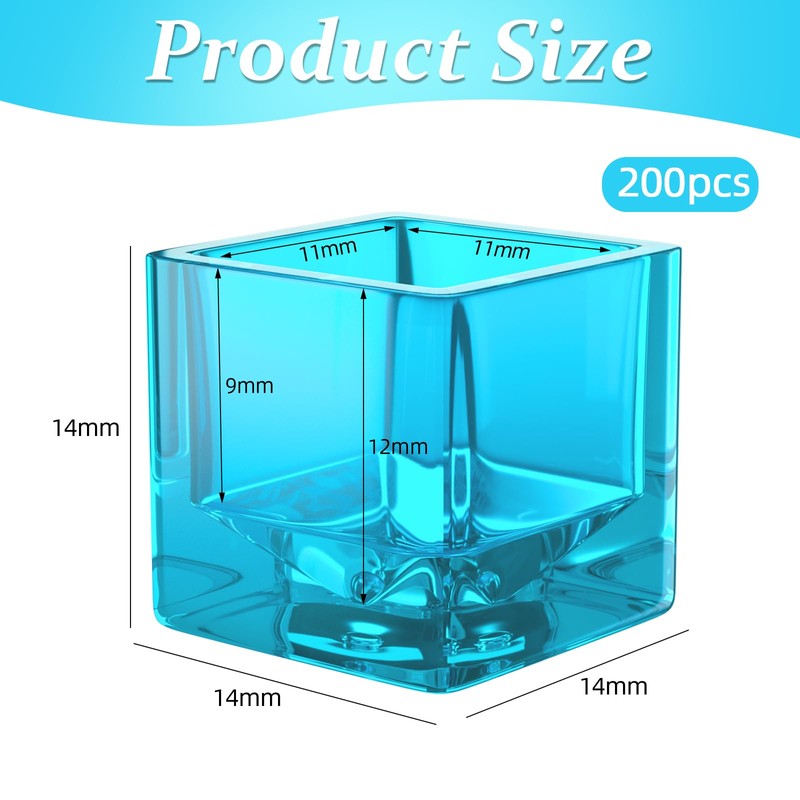 ATOMUS 200pcs Blue Tattoo Ink Cups Square Clear Pigment Cup