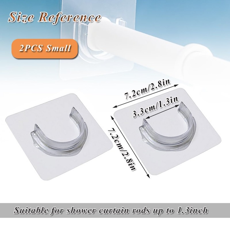 2Pack Shower Curtain Rod Holder, Upgraded Adhesive No Drill Tension