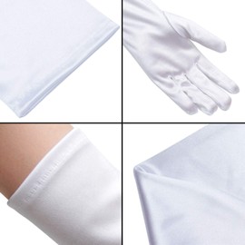 Opera Gloves 1920s Long Glove Classic Satin Elbow Length Gloves 22 Inch Adult Size for Women Lady Special Occasion Evening Party (White)