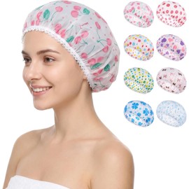 8PCS Gorro de Ducha Impermeable, Gorro de Ducha Elástico Reutilizable, Ajustables para Cabello Largo o Corto, Lavado de Cara y Baño, para Mujer, Spa, Salón, uso Doméstico y Hotel