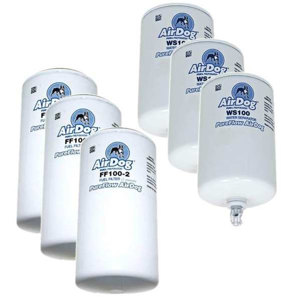 Air Dog Filters 6 Pack | (3) Fuel Filters FF100-2 & (3) Water separator WS100