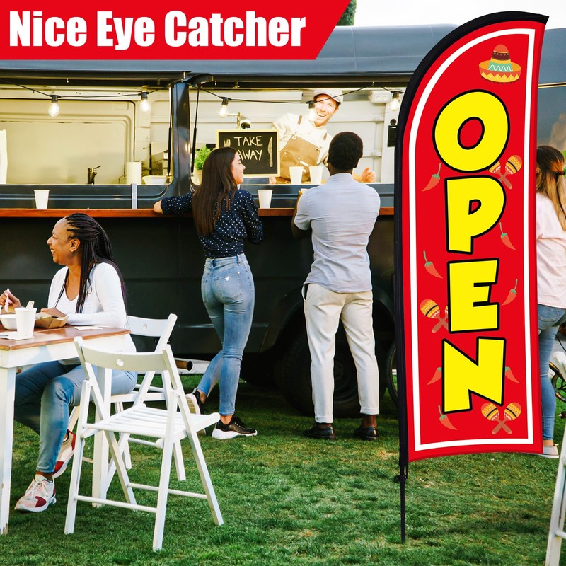 Buryeah Feather Burritos Open Flag Burritos Sign Business Signs for