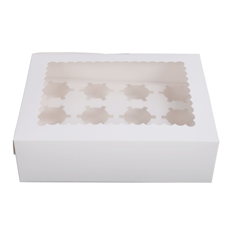 6PCS Set Cupcake Container 12 Holes Cardbord Bakery Pastry Carrier