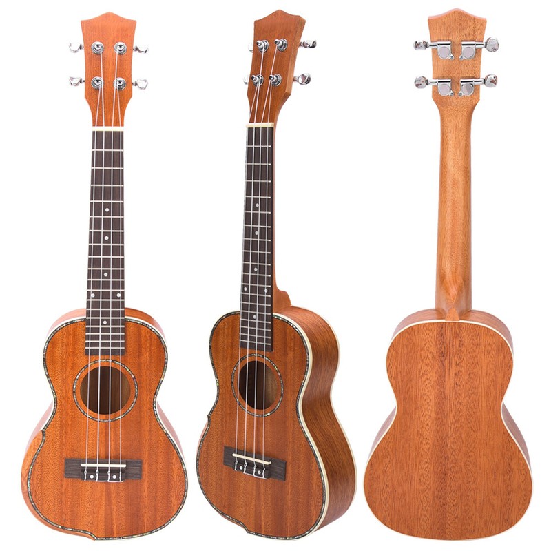 23in Ukulele Brown Mahogany Wood with Bag Capo String Cleaning