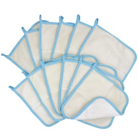 Bleu Bath (12 Pack) Dual-Sided Exfoliating Skin Towel Natural Cotton Body Cloth Scrubber Premium Sturdy Loofah Towel Soft and Buffing Wash Cloth White for Either Oil or Dry Skin