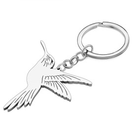 YAYAKO Cute Hummingbird Keychain Gifts for Women Girls Wallet Car Key Ring Decor Stainless Steel Spring Charms (Silver)