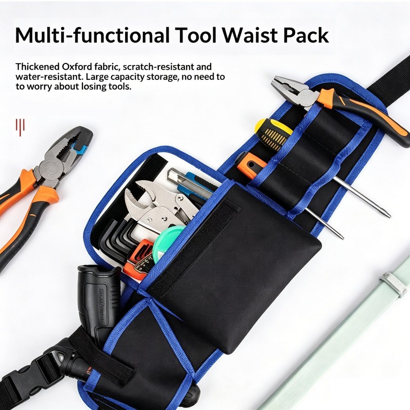 Multi-pocket tool pouch, magnetic wristband & screw positioning bit holder