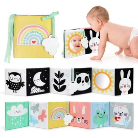 OKOOKO Black and White Baby Book High Contrast Baby Toy 0-6 Months Baby Soft Book Tummy Time Toy Crib Stroller Toy Montessori Sensory Toy Early Education for 0-6 6-12 Months Newborn Baby Infant