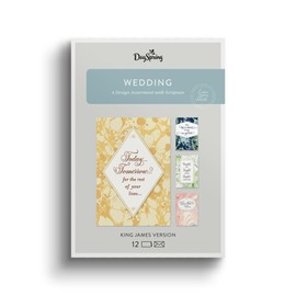 DaySpring - Wedding - 4 Marble Design Assortment With Scripture - 12 Boxed Cards and Envelopes, King James Version