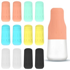 ECNHIVE 12PCS Silicone Travel Bottle Covers, Travel Bottle Covers for Travel Toiletries & Silicone Travel Size Container Essentials Sleeves (1.34X2.95inch)