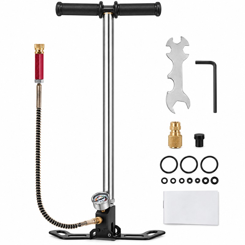 4500 PSI 3-Stage High Pressure Hand Pump with Gauge, 19.7