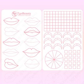 TgoBeauty Double-Sided Lip Tattoo Practice Skin 10 Different Lip Designs Silicone Lip Practice Sheet for PMU Artists & Beginners (2pcs White Pad with Pink Outline)