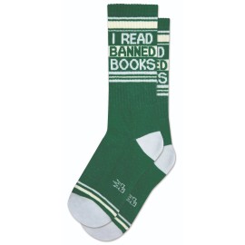 Gumball Poodle I READ BANNED BOOKS Ribbed Gym Crew Sock by Gumball Poodle (Made in the USA)