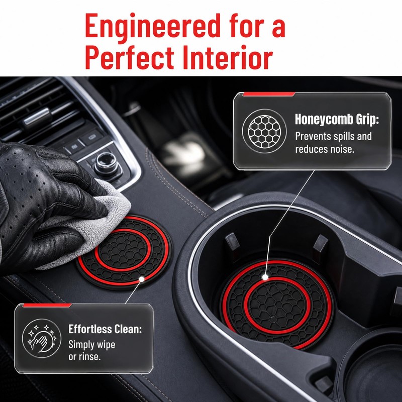 2PCS Car Cup Holder Coaster, 2.75 Inch Anti-Slip Shockproof Car