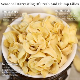 Wanhua Hall Dried lily Bulb Tea Bai He 8.5oz/240g (120g*2) Lily Bulb Pure Natural Dried Lily Buds for Cooking Chinese Sulfur-Free Food Making Porridge百合干 龙牙百合 百合