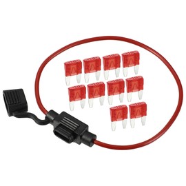 A ABSOPRO 10A Mini Blade Stye Fuse 16 AWG Fuse Holder Waterproof 16 Gauge Fuse Holder Blade Style Inline Fuse Holder Metal Black